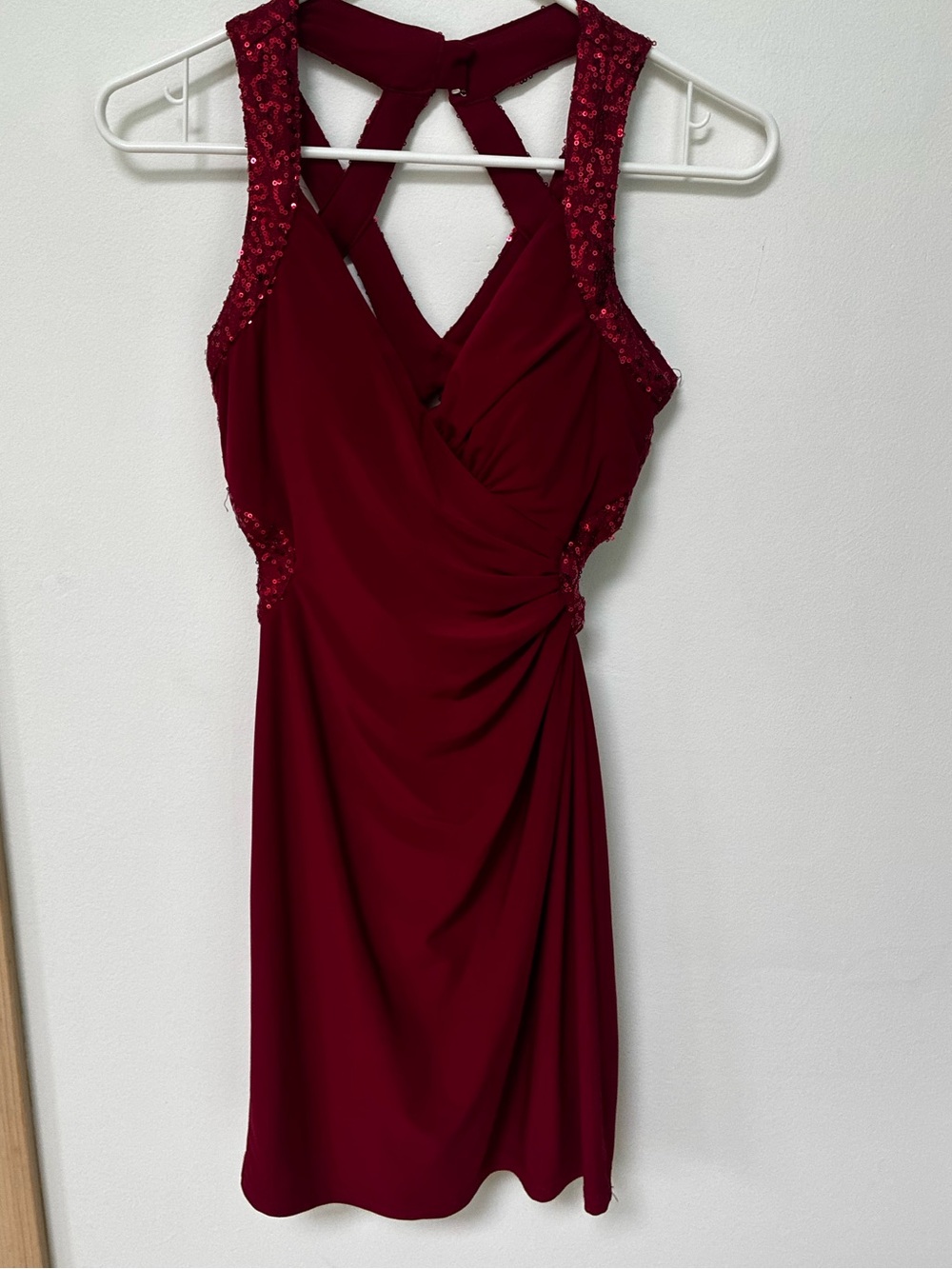 Adrianna Papell Sequin-Trim Cocktail Dress in Burgundy